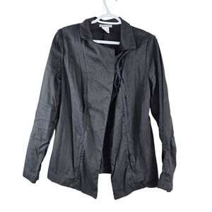 Sarah Pacini linen blend tie front stretchy Blazer